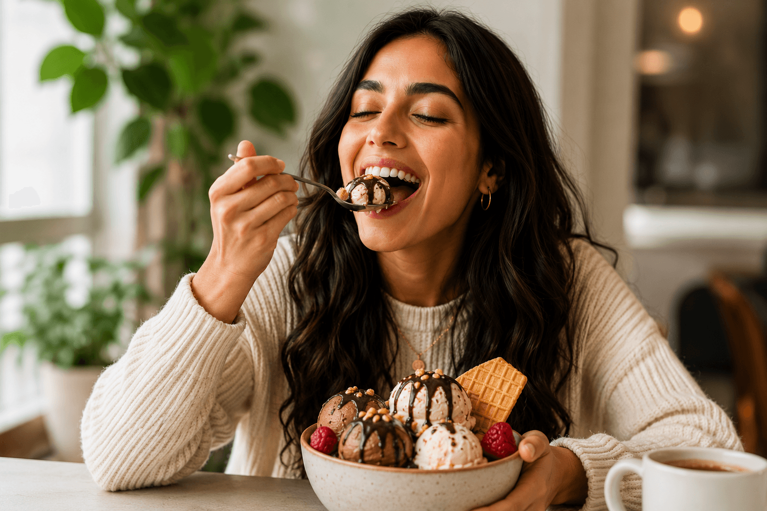 Person enjoying food